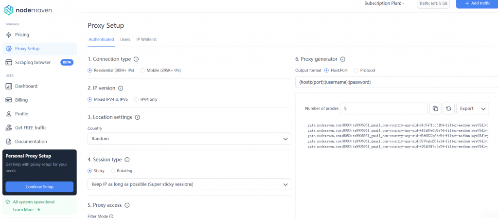 nodemaven proxy setup