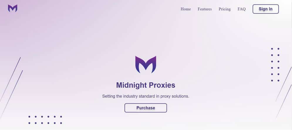 Midnight Proxies homepage