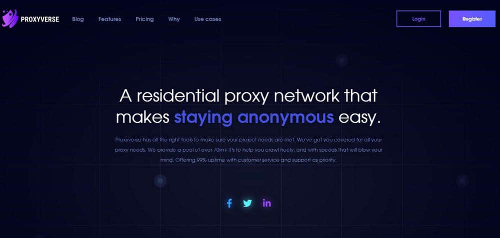 Proxyverse homepage