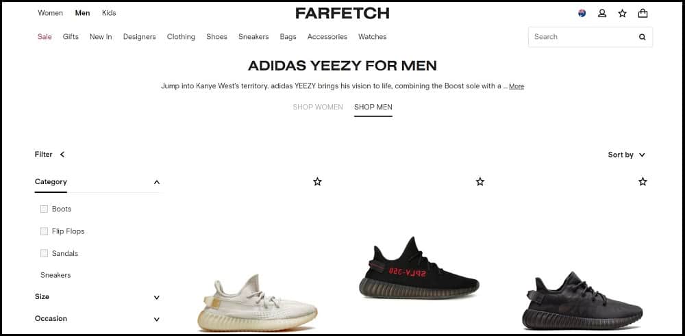 Farfetch homepage