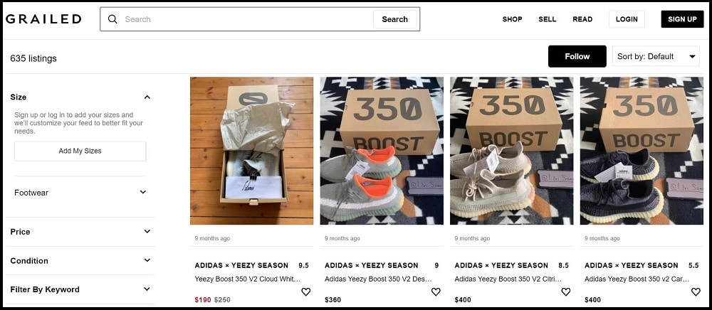 Yeezy store selling websites